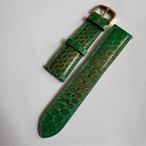 Green Red Glitter Holiday Shimmery Snake Python Skin Leather Watch Band 20mm